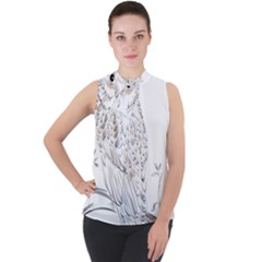 Owl Bird Wildlife Bird Of Prey Mock Neck Chiffon Sleeveless Top by Modalart