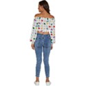 Snail Butterfly Pattern Seamless Long Sleeve Crinkled Weave Crop Top View4