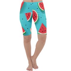Watermelon Fruit Slice Cropped Leggings  by Bedest