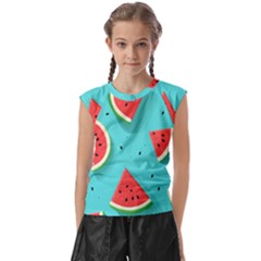 Watermelon Fruit Slice Kids  Raglan Cap Sleeve T-shirt by Bedest