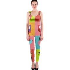 Owls Pattern Abstract Art Desenho Vector Cartoon One Piece Catsuit by Bedest