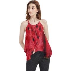 Watermelon Fruit Green Red Flowy Camisole Tank Top by Bedest