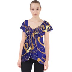 Squiggly Lines Blue Ombre Lace Front Dolly Top by Ravend