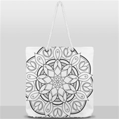Mandala Drawing Dyes Page Full Print Rope Handle Tote (large) by Ravend