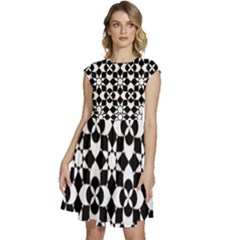 Mosaic Floral Repeat Pattern Cap Sleeve High Waist Dress by Ravend