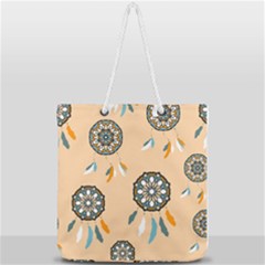 Dreamcatcher Pattern Pen Background Full Print Rope Handle Tote (large) by Ravend
