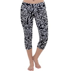 Flames Fire Pattern Digital Art Capri Yoga Leggings by Ravend