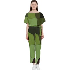 Mosaic Structure Background Tile Batwing Lightweight Chiffon Jumpsuit by Ravend