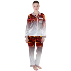 Effect Pattern Brush Red Women s Long Sleeve Satin Pajamas Set	 by Amaryn4rt