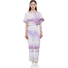 Ring Feather Marriage Pink Gold Batwing Lightweight Chiffon Jumpsuit by Amaryn4rt