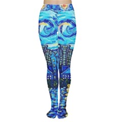 Starry Night Van Gogh Painting Art City Scape Tights by Modalart