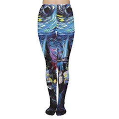 Castle Hogwarts Starry Night Print Van Gogh Parody Tights by Modalart