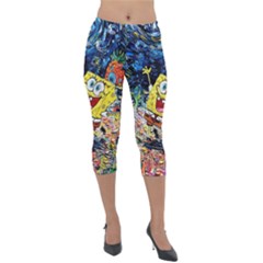 Art Cartoon Starry Night Van Gogh Lightweight Velour Capri Leggings  by Modalart