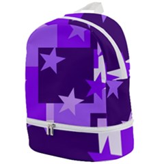 Purple Stars Pattern Shape Zip Bottom Backpack by Pakjumat