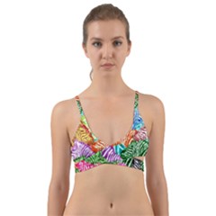 Zebra Colorful Abstract Collage Wrap Around Bikini Top by Amaryn4rt