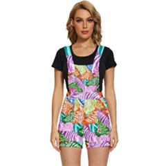 Zebra Colorful Abstract Collage Short Overalls by Amaryn4rt
