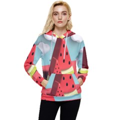Watermelon Fruit Women s Lightweight Drawstring Hoodie by Modalart
