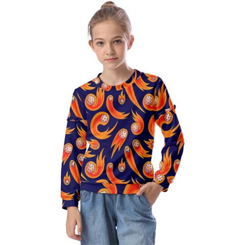 Space Patterns Pattern Kids  Long Sleeve T-shirt With Frill  by Bedest