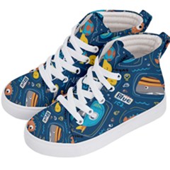 Seamless Pattern Vector Submarine With Sea Animals Cartoon Kids  Hi-top Skate Sneakers by Bedest