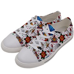 Full Color Flash Tattoo Patterns Women s Low Top Canvas Sneakers by Bedest
