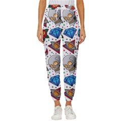 Full Color Flash Tattoo Patterns Women s Cropped Drawstring Pants by Bedest