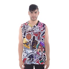 Vintage College Colorful Seamless Pattern Men s Basketball Tank Top by Bedest