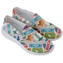 Travel Pattern Immigration Stamps Stickers With Historical Cultural Objects Travelling Visa Immigran Women s Lightweight Slip Ons View3