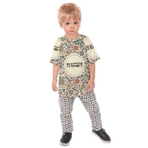 Seamless Pattern With Flower Birds Kids  Raglan T-shirt by Bedest