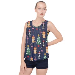 Boston Terrier Welsh Corgi Puppies Seamless Pattern Wallpaper Bubble Hem Chiffon Tank Top by Pakjumat