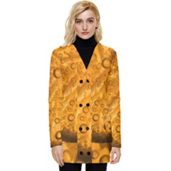 Lime Water Bubbles Macro Light Detail Background Button Up Hooded Coat  by Pakjumat