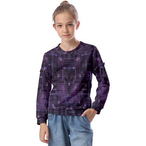 Geometric Art Digital Art Background Kids  Long Sleeve T-shirt With Frill  by Pakjumat