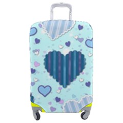 Hearts Pattern Paper Wallpaper Blue Background Luggage Cover (medium) by Pakjumat