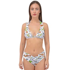Desktop Pattern Art Graphic Design Double Strap Halter Bikini Set by Hannah976