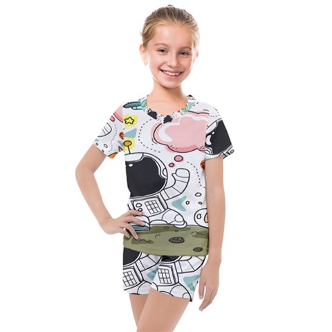 Sketch Cute Child Funny Kids  Mesh T-shirt And Shorts Set by Hannah976