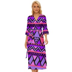 Seamless Purple Pink Pattern Midsummer Wrap Dress by Hannah976
