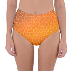 Orange Mosaic Structure Background Reversible High-waist Bikini Bottoms by Hannah976