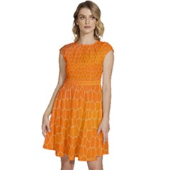 Orange Mosaic Structure Background Cap Sleeve High Waist Dress by Hannah976