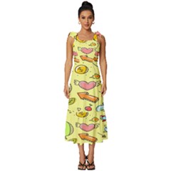 Cute Sketch Child Graphic Funny Tie-strap Tiered Midi Chiffon Dress by Hannah976