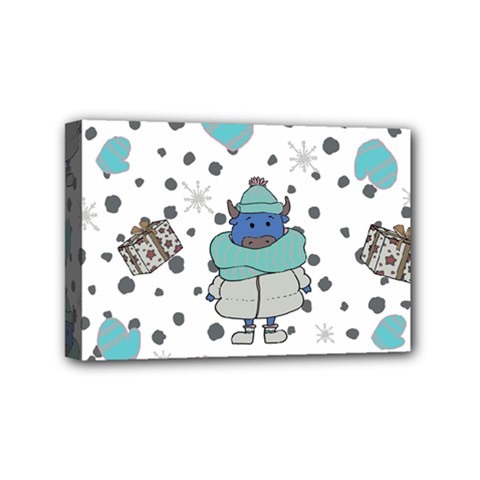 Little Cow Christmas  Mini Canvas 6  X 4  (stretched) by ConteMonfrey