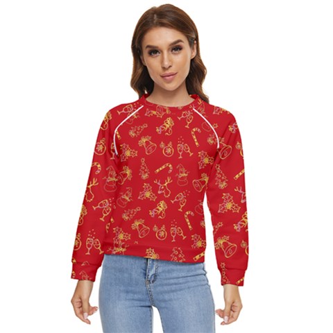Holy Night - Christmas Symbols  Women s Long Sleeve Raglan T-shirt by ConteMonfrey