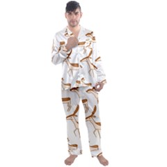 Seamless Deer Pattern Design Men s Long Sleeve Satin Pajamas Set by Hannah976