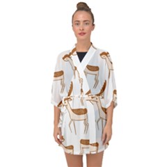 Seamless Deer Pattern Design Half Sleeve Chiffon Kimono by Hannah976