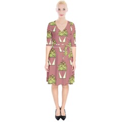Cactus Pattern Background Texture Wrap Up Cocktail Dress by Hannah976