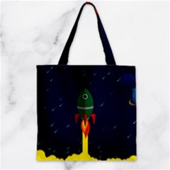 Rocket Halftone Astrology Astronaut Zipper Grocery Tote Bag by Sarkoni