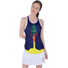 Rocket Halftone Astrology Astronaut Racer Back Mesh Tank Top by Sarkoni