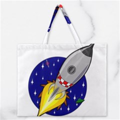 Rocket Ship Launch Vehicle Moon Zipper Large Tote Bag by Sarkoni