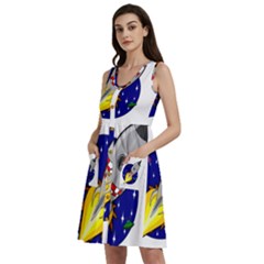 Rocket Ship Launch Vehicle Moon Sleeveless Dress With Pocket by Sarkoni