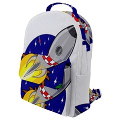 Rocket Ship Launch Vehicle Moon Flap Pocket Backpack (small) by Sarkoni