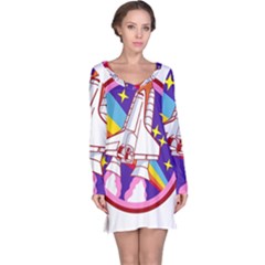 Badge Patch Pink Rainbow Rocket Long Sleeve Nightdress by Sarkoni