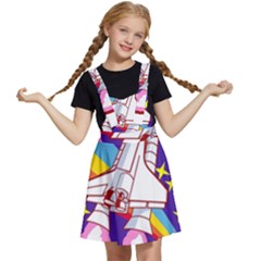 Badge Patch Pink Rainbow Rocket Kids  Apron Dress by Sarkoni